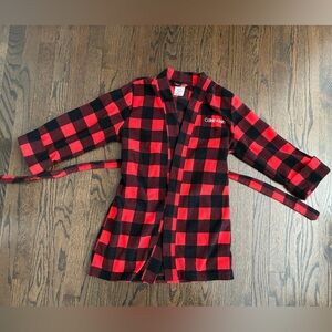 Calvin Klein Red and Black Checkered Plaid Robe Youth Kids 7/8